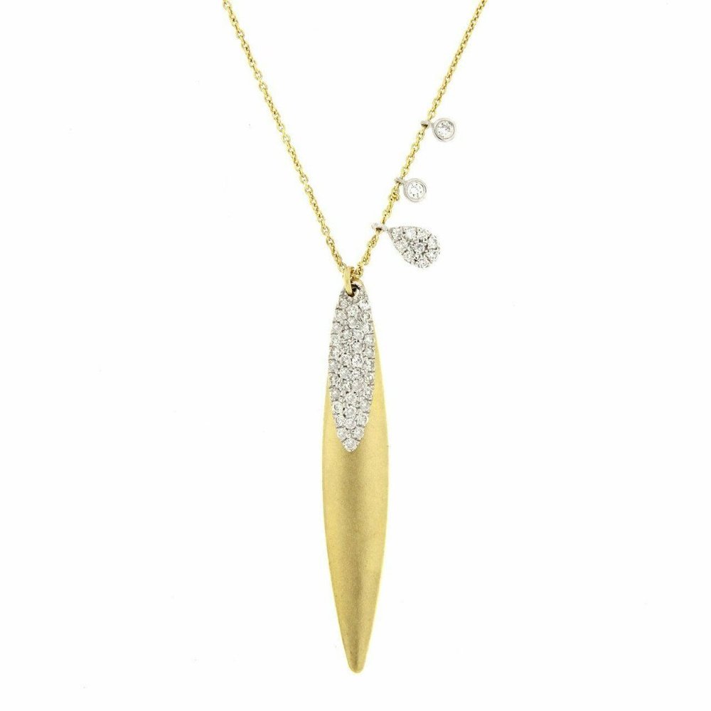 MEIRA T SPEAR BRUSHED GOLD & DIAMOND CHARM PENDANT